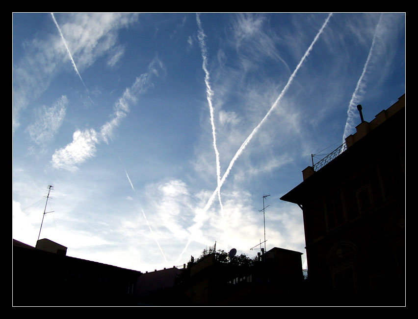 lines crossing the sky