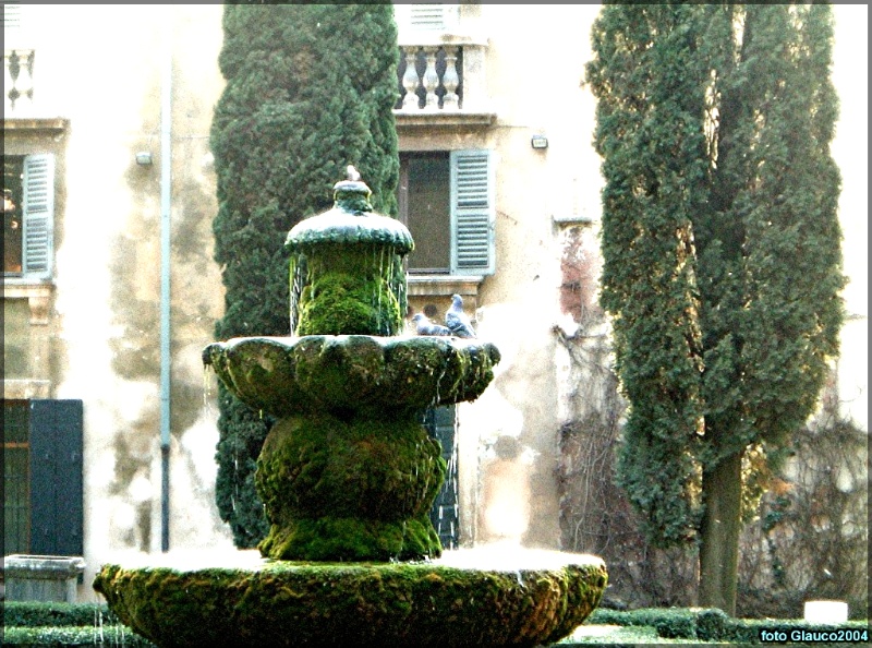 Fontana con piccioni al Giardino Giusti, Verona