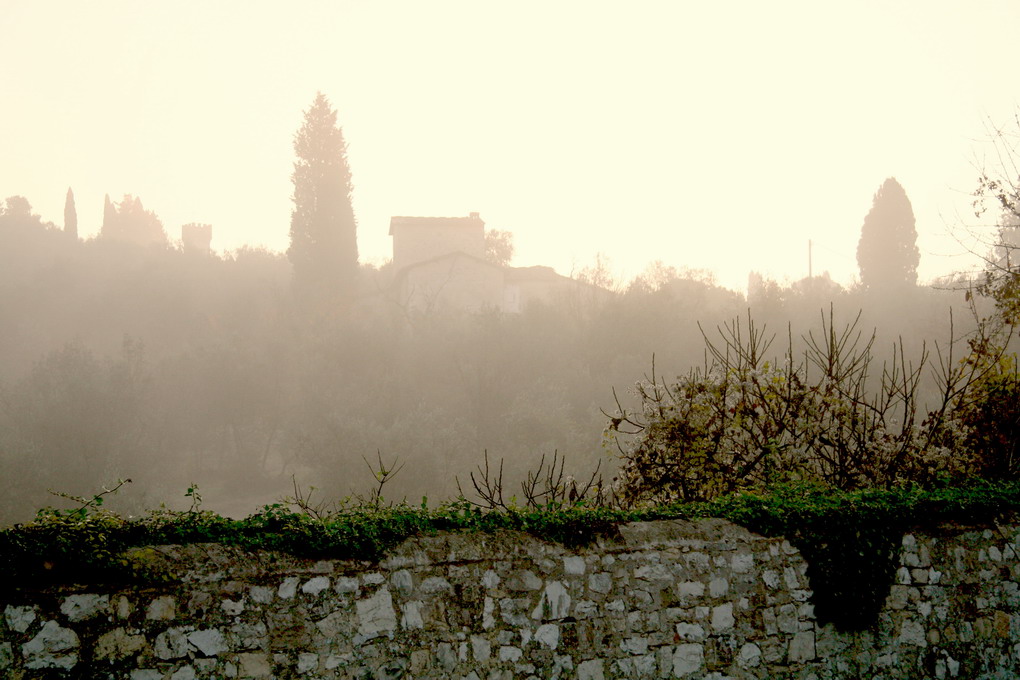 bruna alba di nebbia sulle colline intorno a Firenze