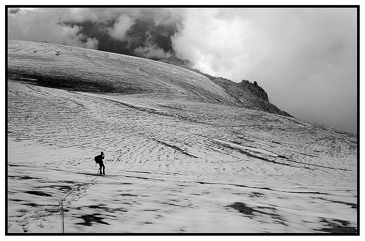 scendendo per il ghiacciaio