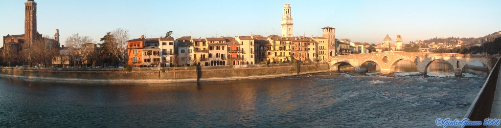 panorama del lungadige da s. fermo a ponte pietra