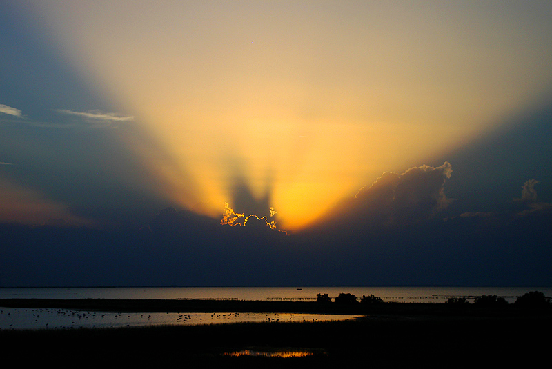 Tramonto in valle Lavadena, valli di Comacchio