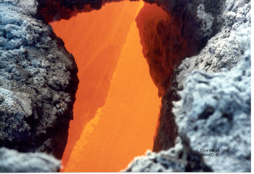 Etna eruzione 1999 cratere N/E fiume lavico