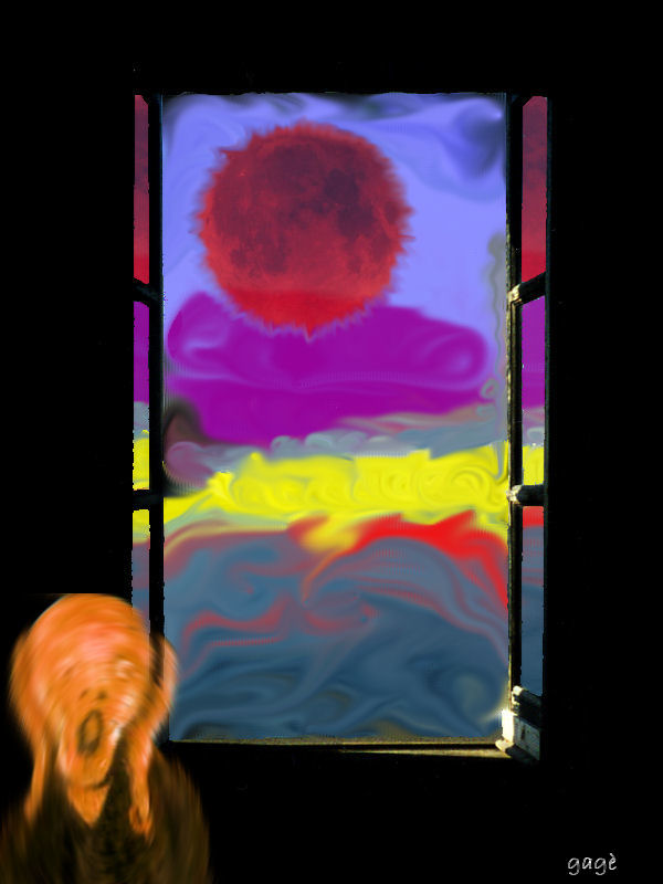 Luna rossa con angoscia.