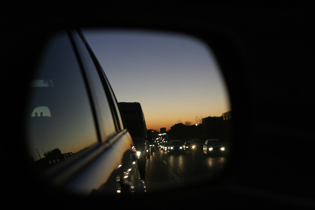 tramonto sulla tangenziale