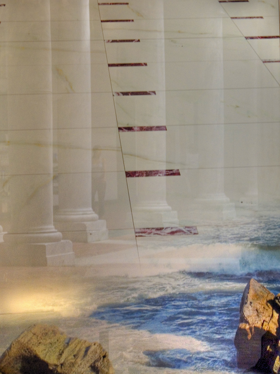 Colonne e mare su vetro