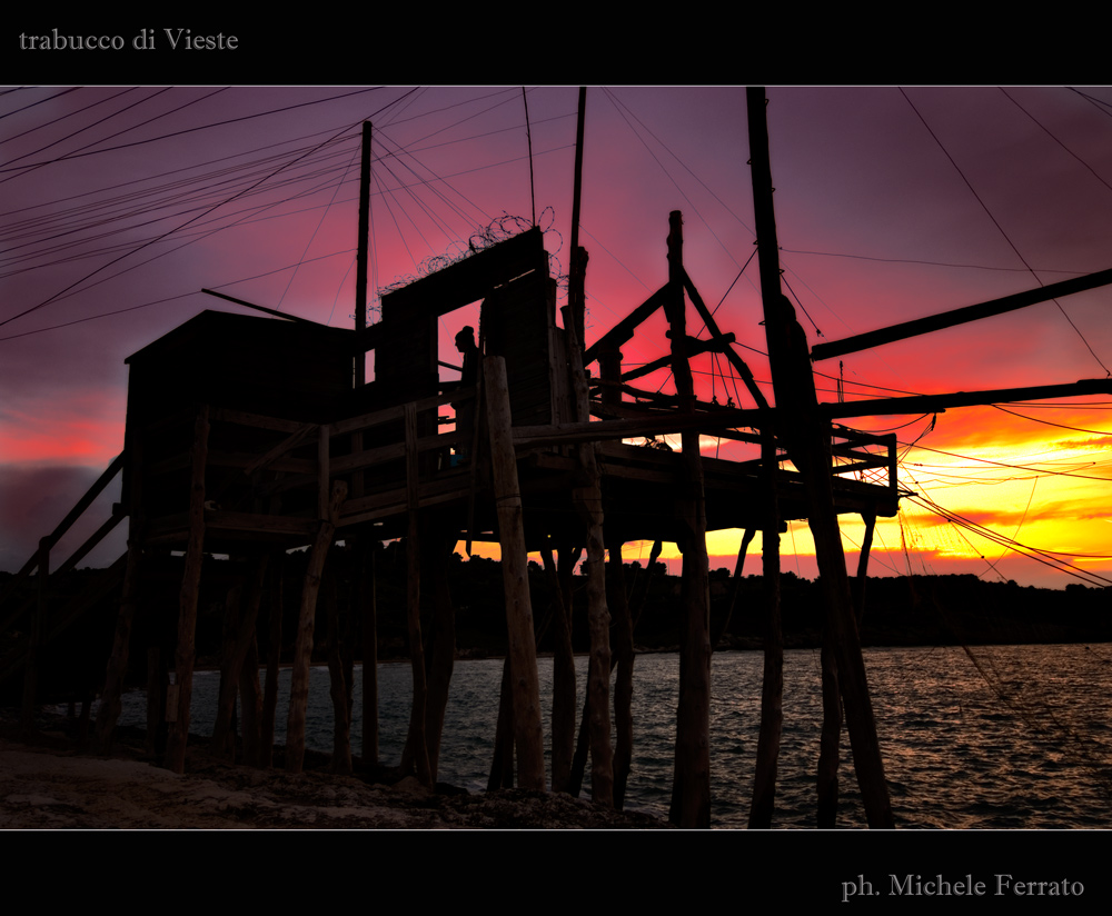 Trabucco di Vieste al tramonto
