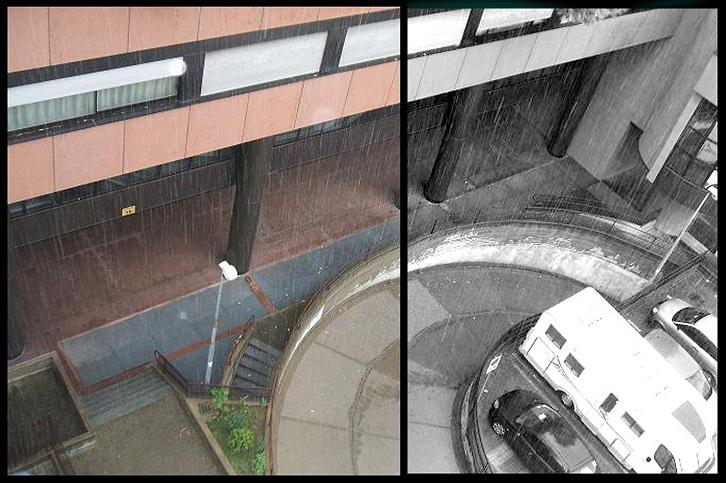 pioggia nel parcheggio