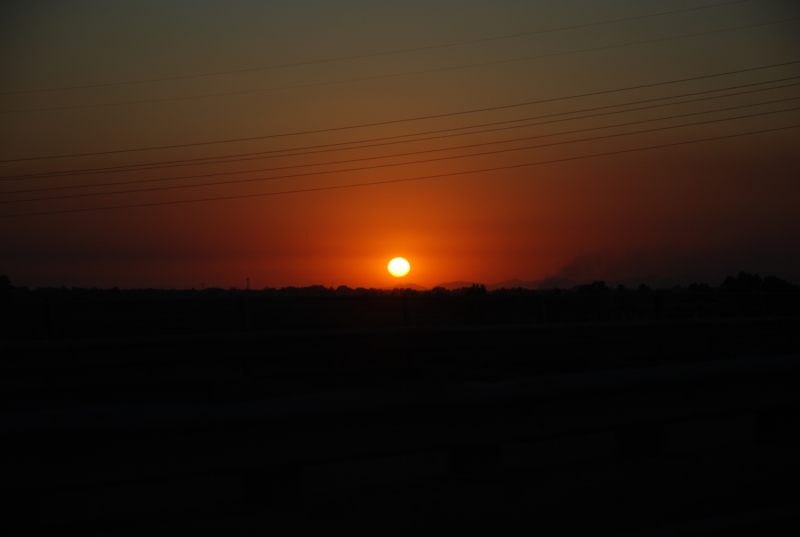 Tramonto in superstrada