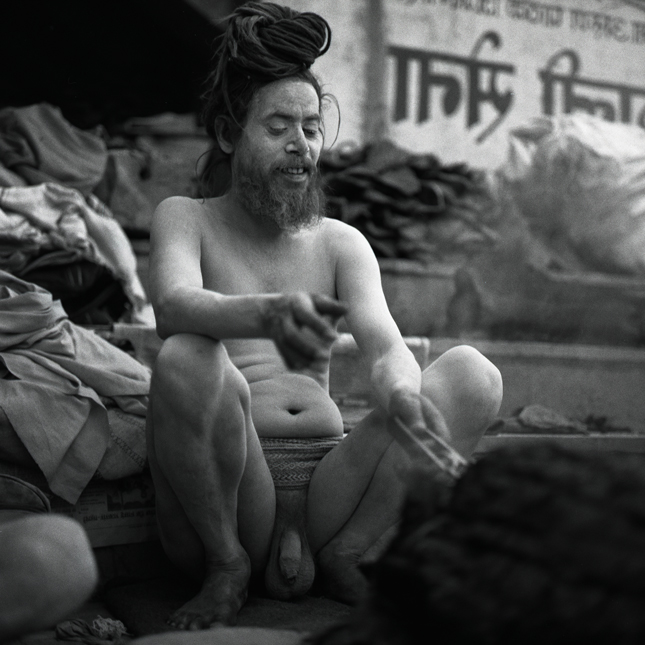 Naga Sadhu cooking