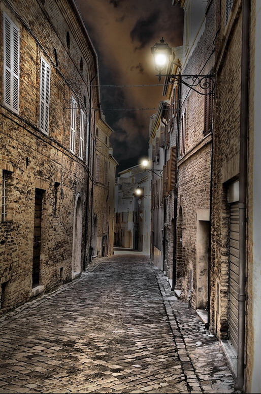 Desert alley in winter