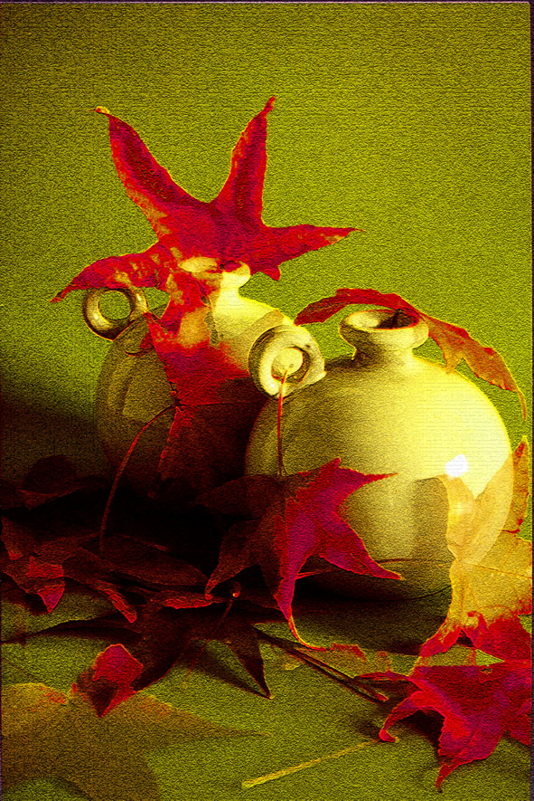 Bocce con foglie rosse