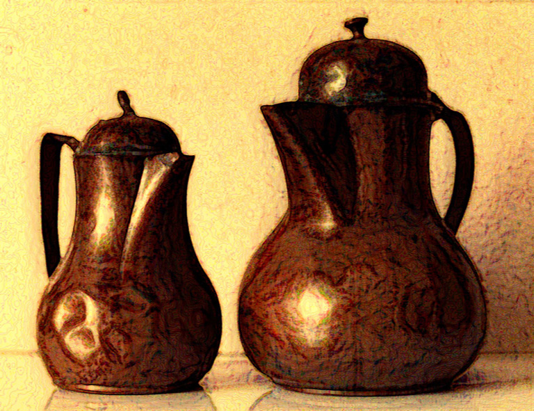 Vecchie caffettiere in rame