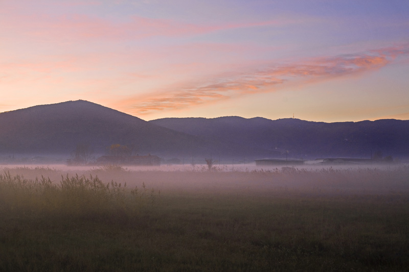 Al tramonto la nebbia