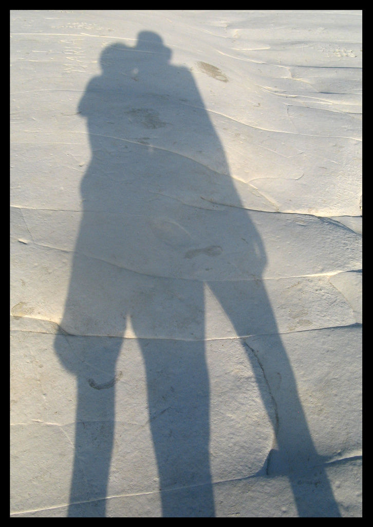 Shadows on white rock