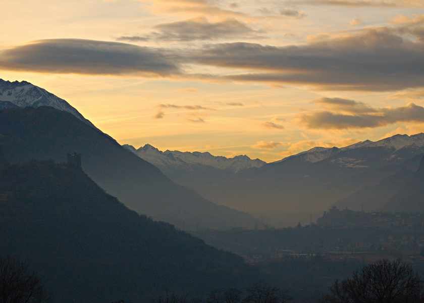 tramonto sulla catena del monte Bianco