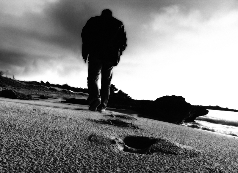 autoscatto spiaggia d'inverno