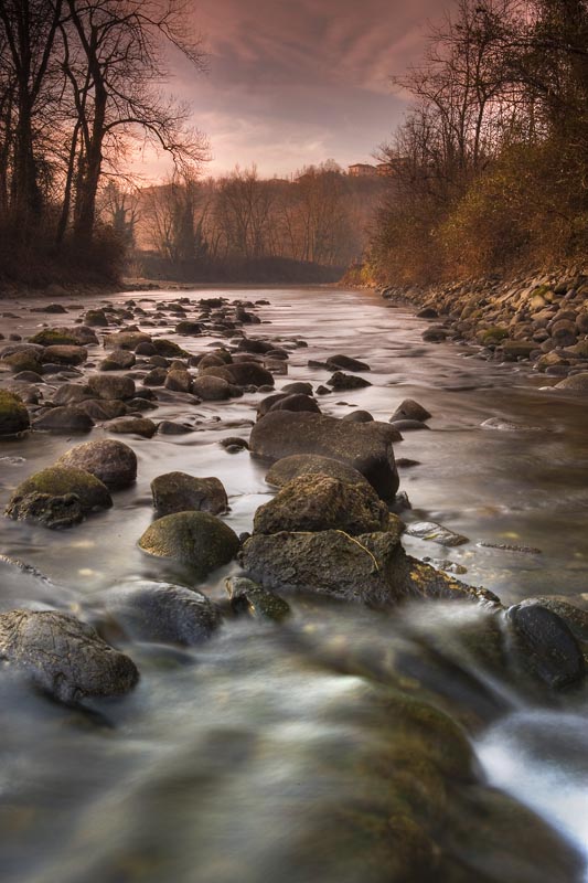 il fiume Adda al mattino presto