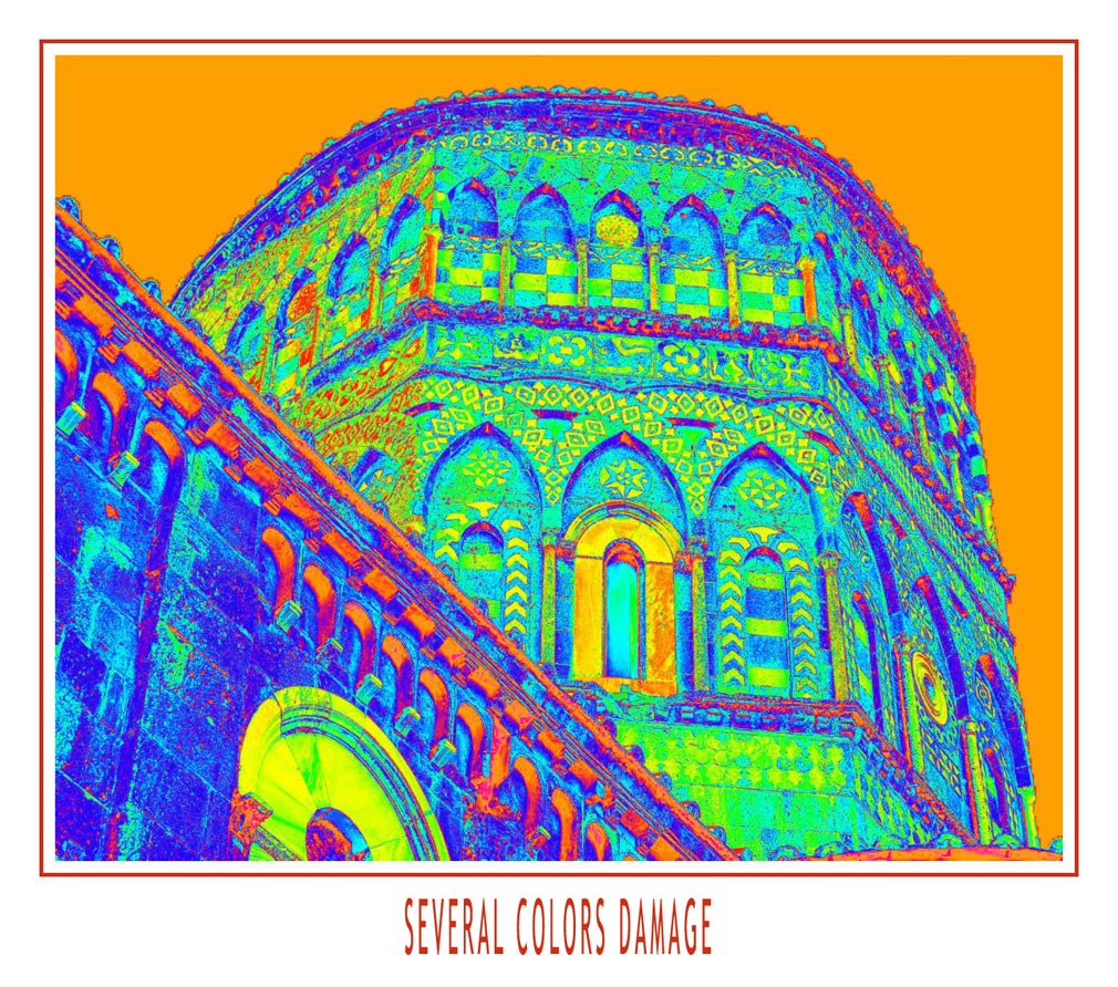 several colors damage