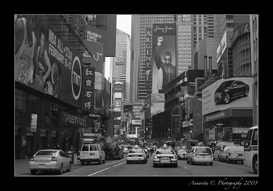 Crossing Road in Times Square