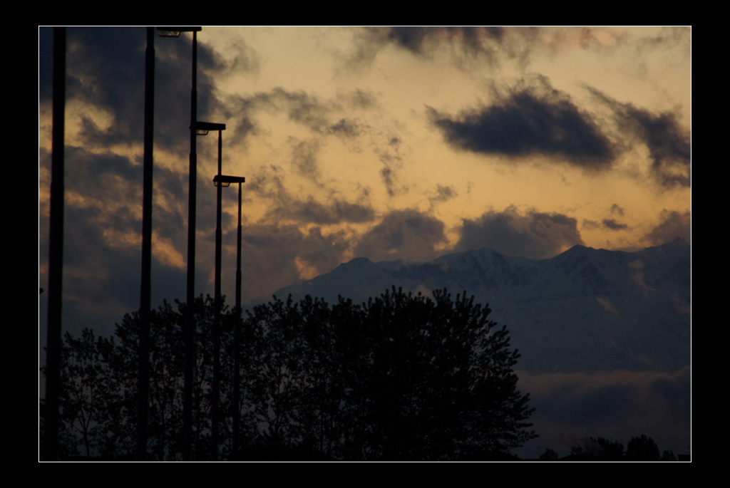 Silhouette al tramonto.