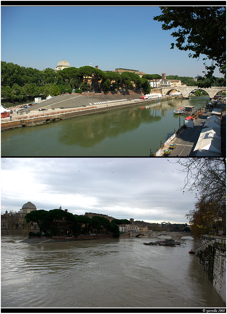 Piena del Tevere: prima e dopo !