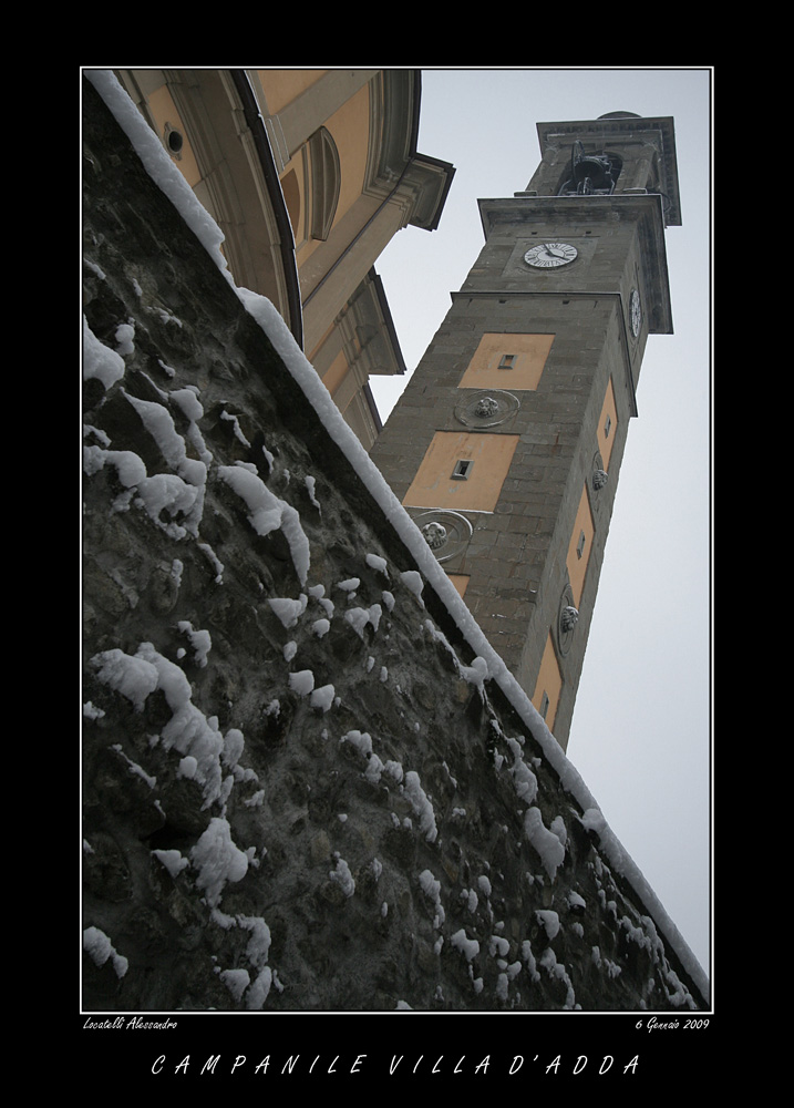 Campanile Villa d'Adda con neve