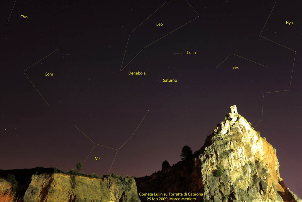 Cometa Lulin sopra la Torre di Dante