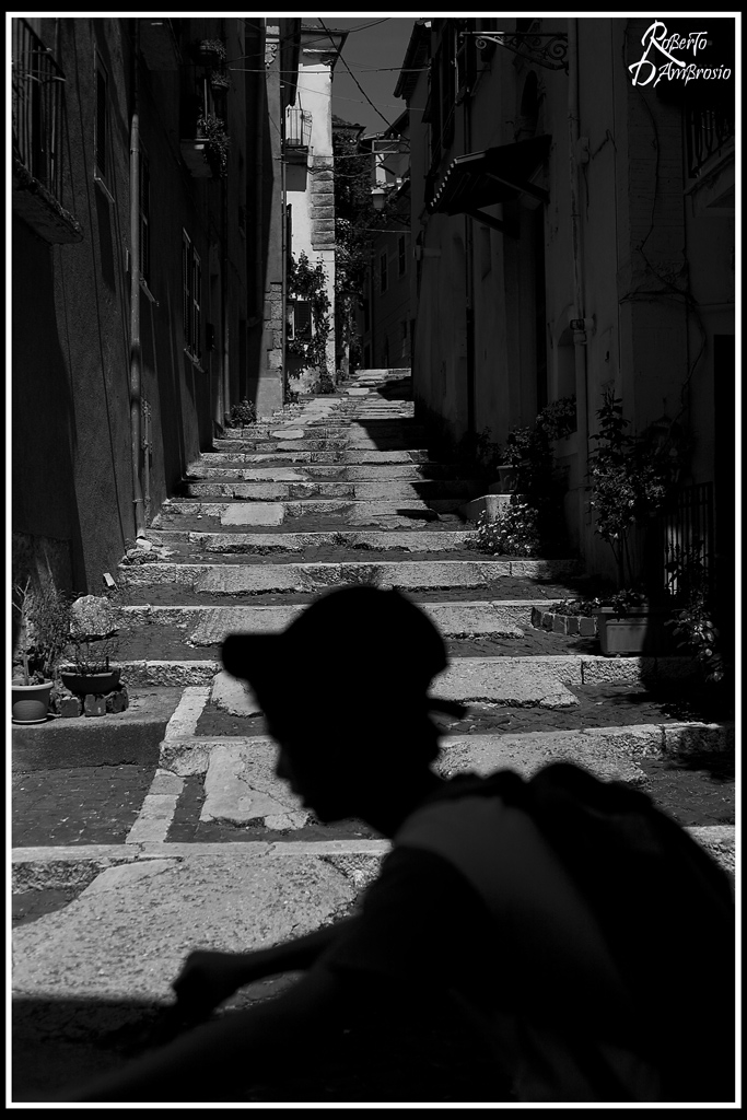 Scalinata e ciclista