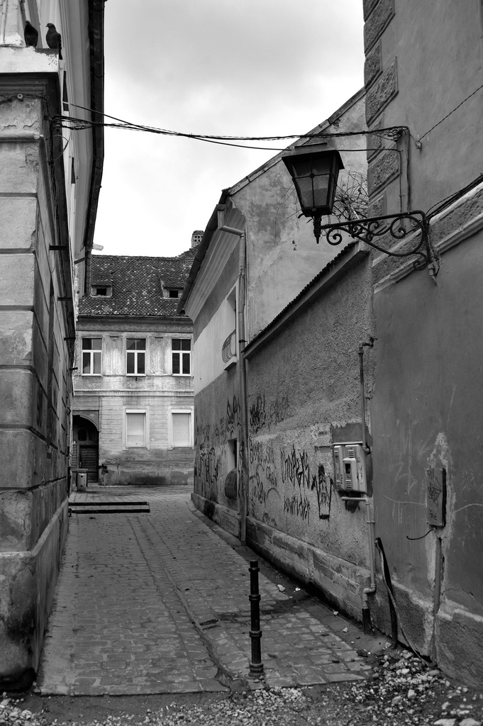 Una strada solitaria in Transilvania