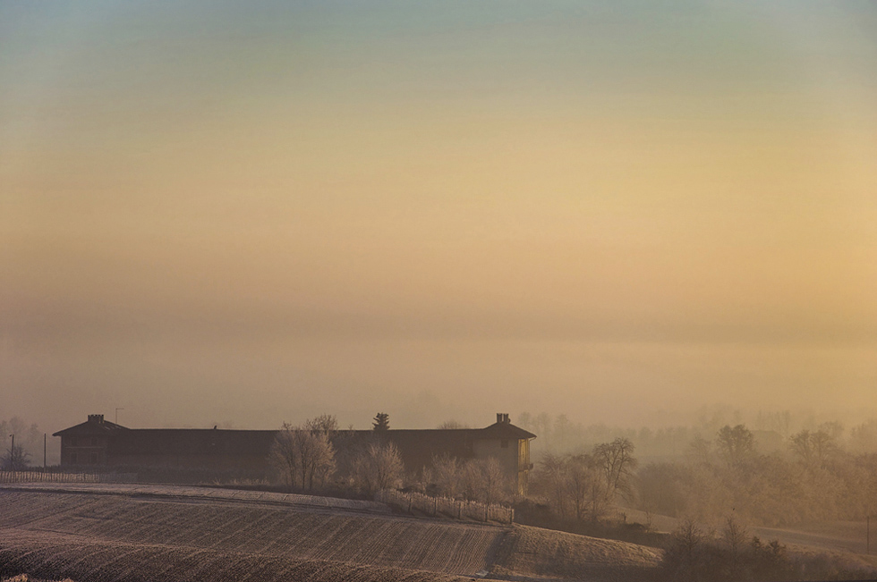 Nebbia e gelo al tramonto