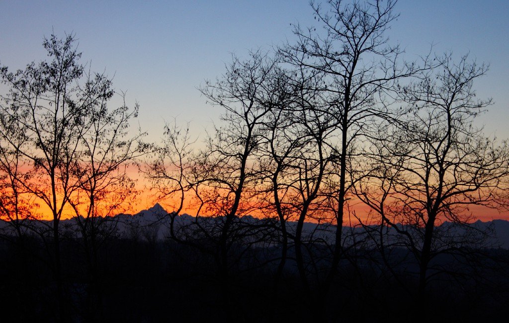 silhouette al tramonto