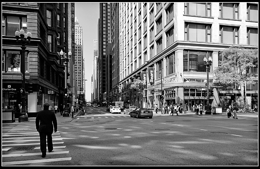 Black man in a grey city