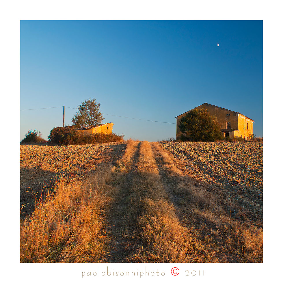 Road, sunset & moon