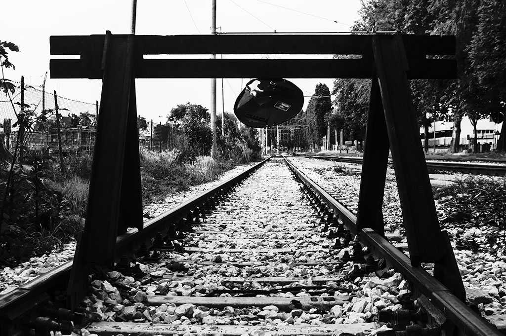 The end back of the train rails