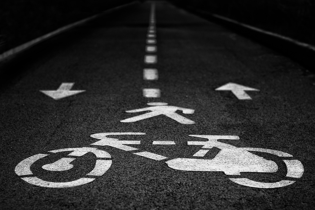 bike, man, arrows, stripes and .............