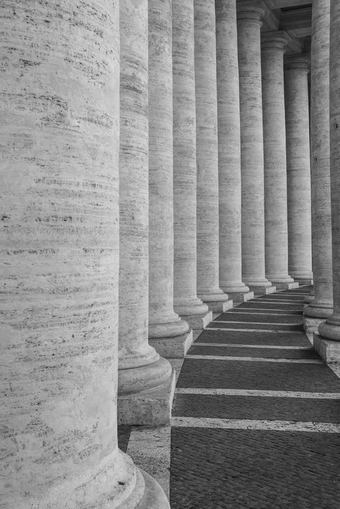 Along the collonnade