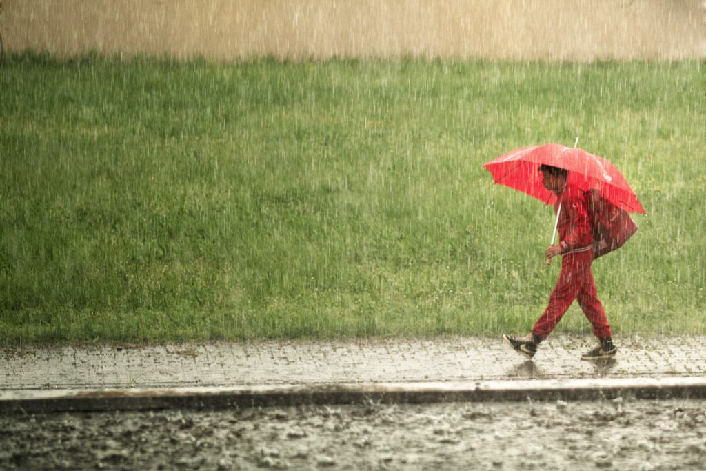 walking in the rain