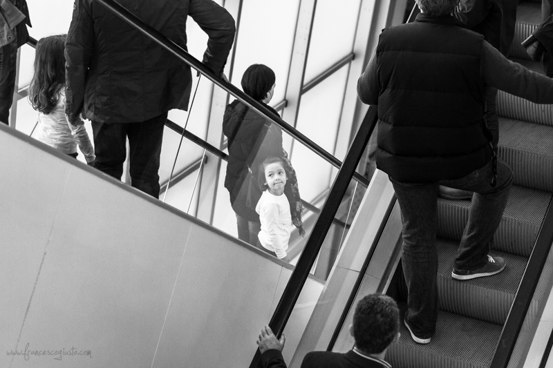 Little girl looking up