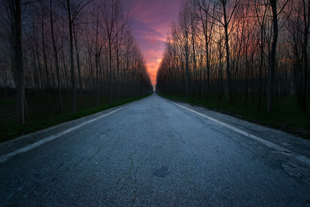 lungo il cammino a quell'ora della sera