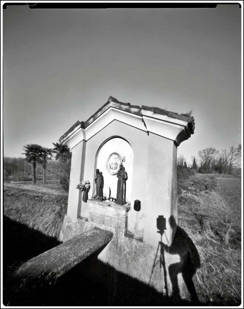 ... furtive shadows and popular devotion ;/) pinhole 4x5