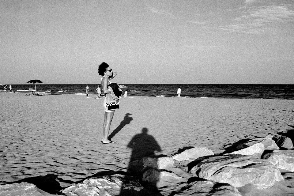 Self portrait (as shadow) with lady