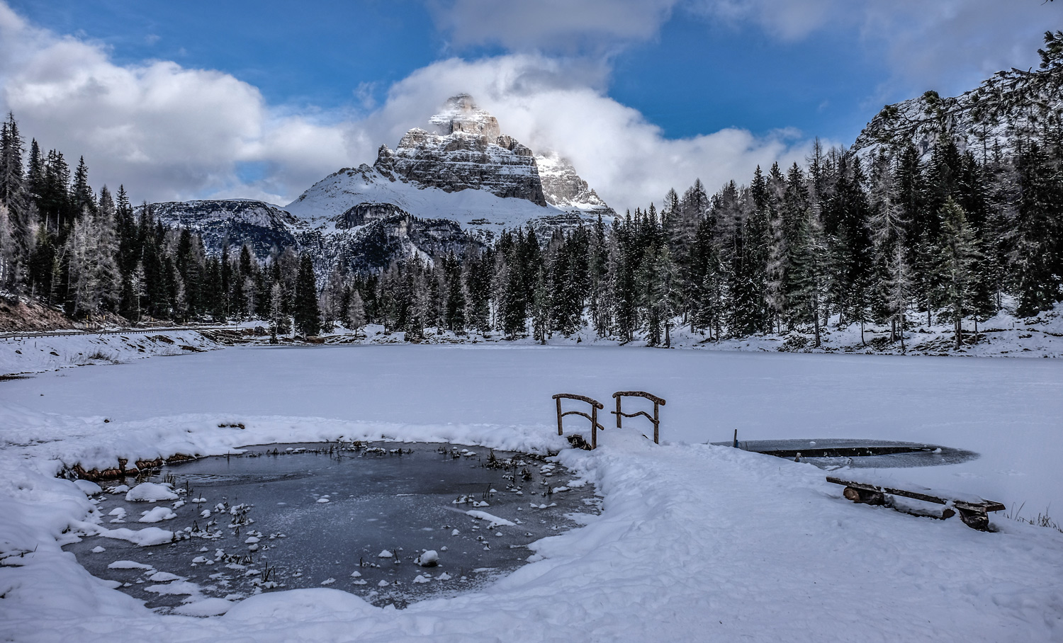 Al lago di Antorno con le Tre Cime di Lavaredo