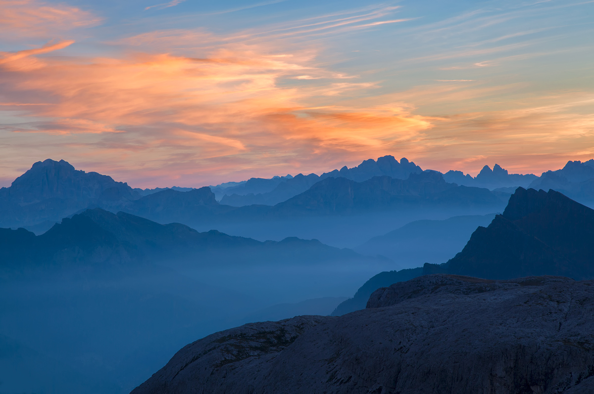 Alba sull'altopiano delle Pale di S. Martino