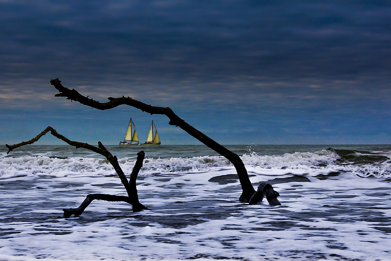 sailingboats in winter