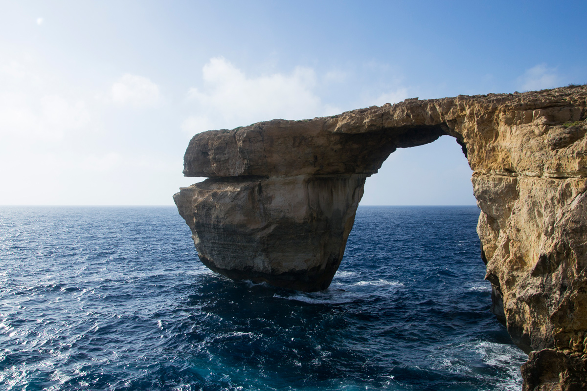 Finestra azzurra di Gozo l'estate prima del crollo