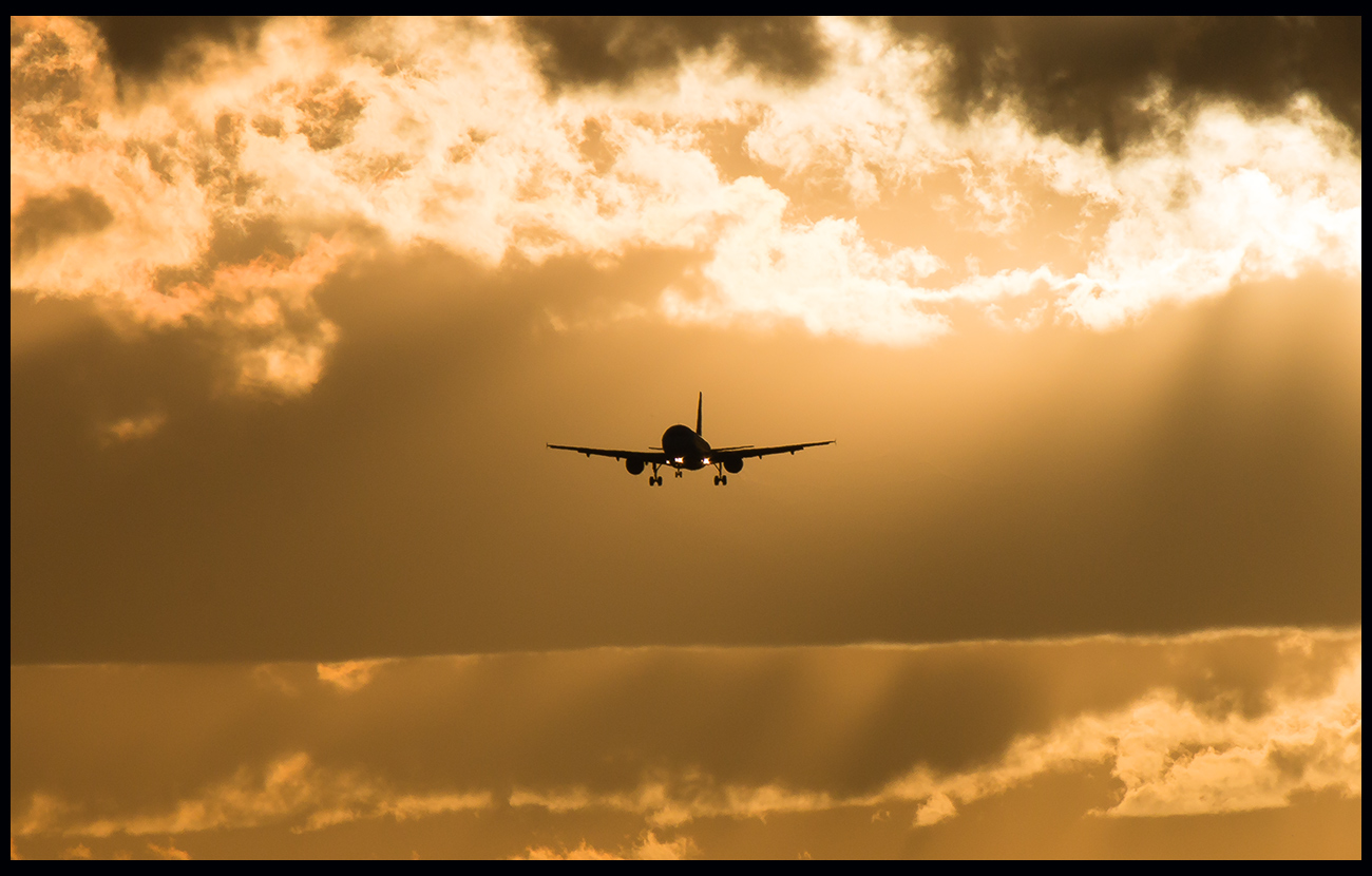Landing in the sunset