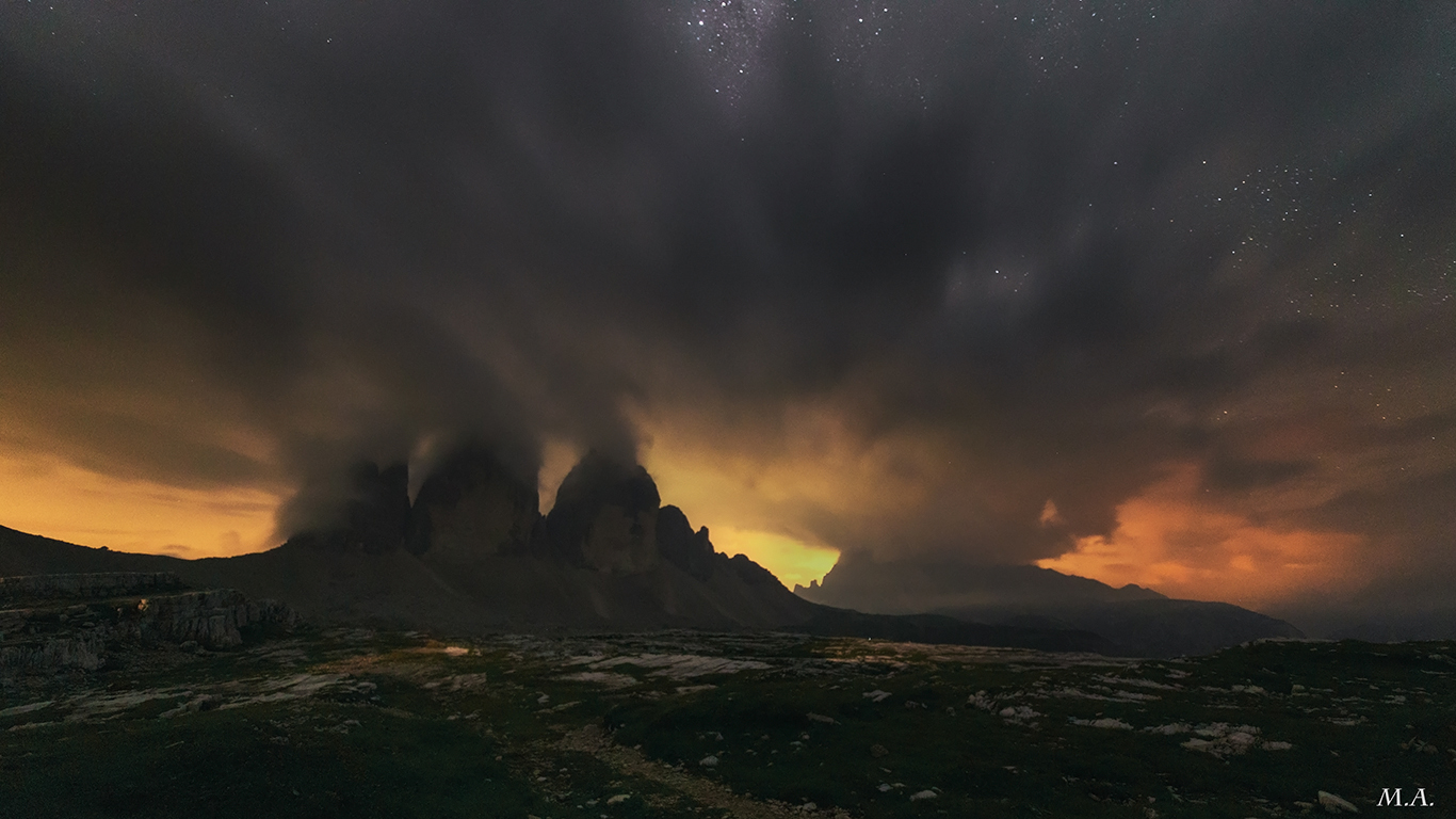 Le tre cime di Lavaredo e le nubi a bandiera