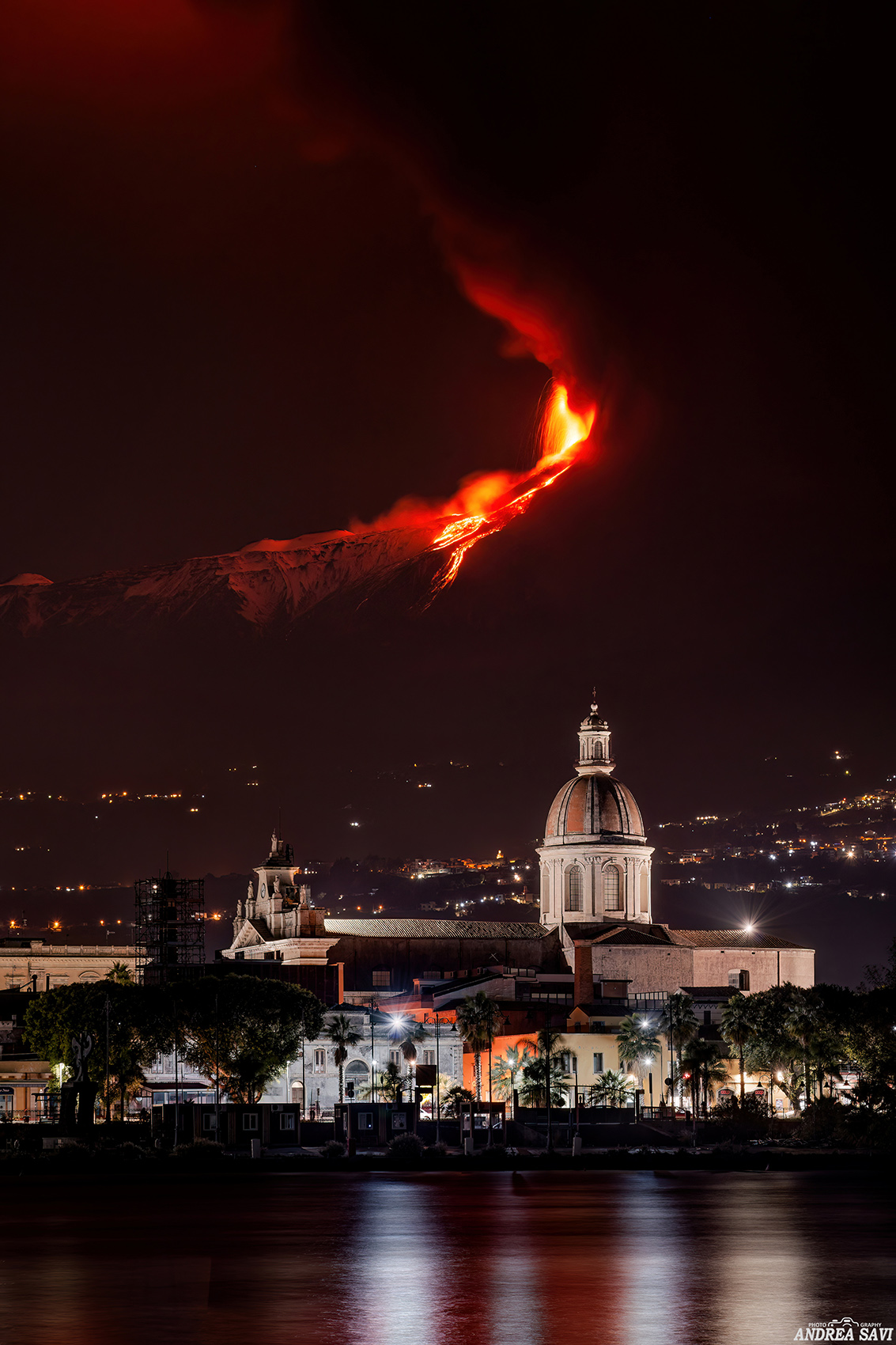 Etna - Parossismo visto dal Porto dell'Etna - Riposto (CT) - 01 Dicembre 2023