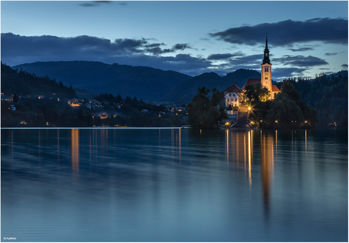 Tramonto sul lago di Bled